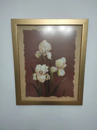 Cuadro Flores Iris Dorado