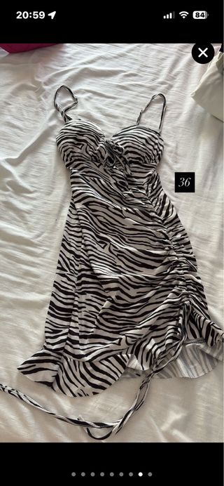 Vestido cebra tirantes fruncido talla 36