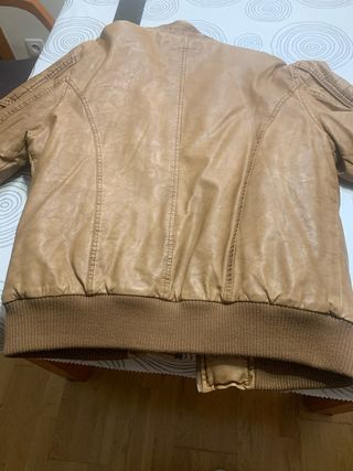 Cazadora Piel Hombre Forro Polar Marrón/Camel