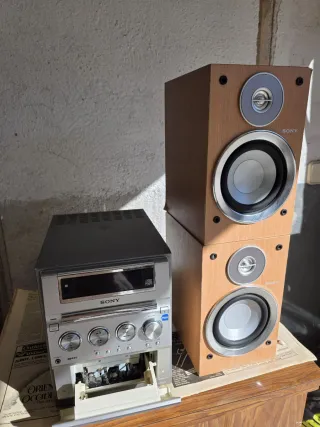 Minicadena Sony Plata y Madera