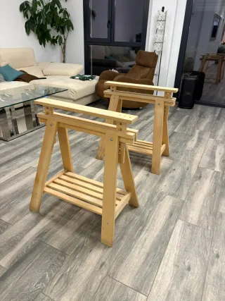 Mesa de cristal y madera Ikea