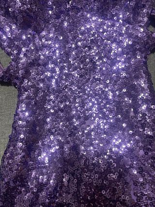 Vestido lentejuelas morado S espalda descubierta