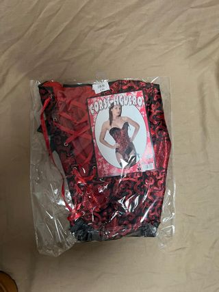 Disfraz Corsé Negro y Rojo Talla Única
