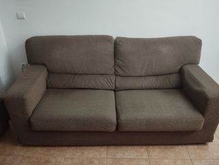 Conjunto 2 sofás de tela marrones