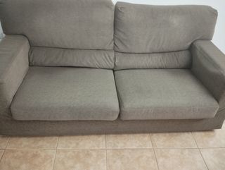 Conjunto 2 sofás de tela marrones