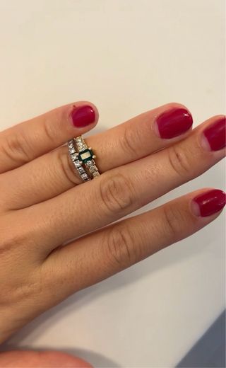 Anillo Oro 18k Esmeralda y Brillantes