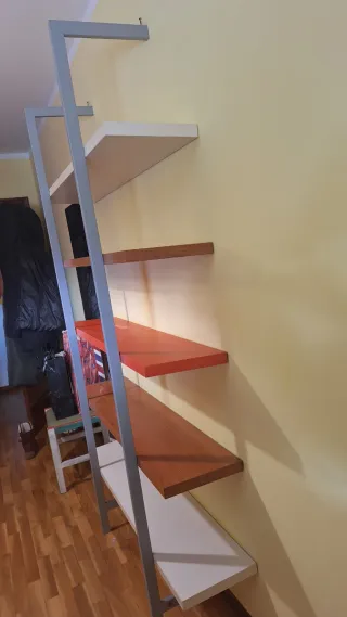 Estantería de pared tricolor madera y metal