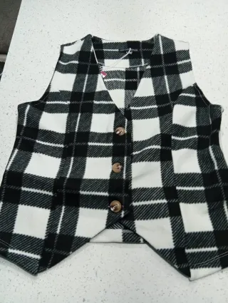 Completo donna gilet e pantaloni a quadri