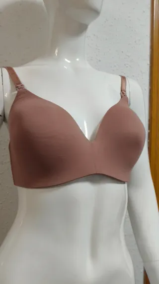 Sujetador sin aros de lactancia marrón nude