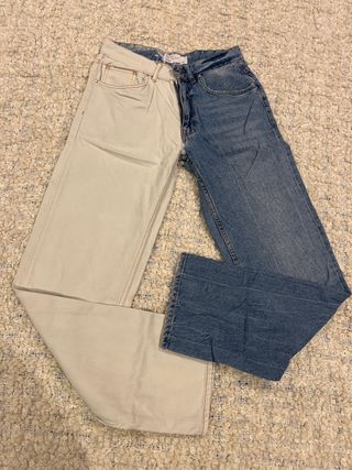 Pantalones vaqueros bicolor. Talla 34