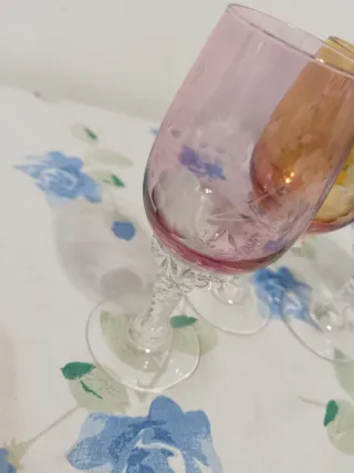 Set 4 Calici Liquore Vetro Colorato Vintage