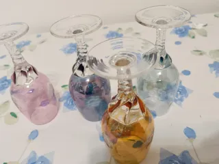 Set 4 Calici Liquore Vetro Colorato Vintage