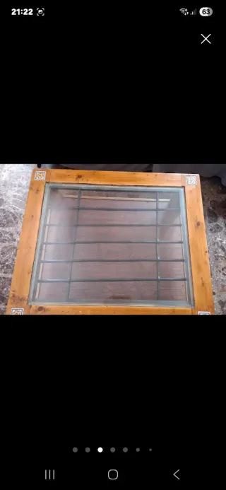 Mesa de centro madera, cristal y hierro