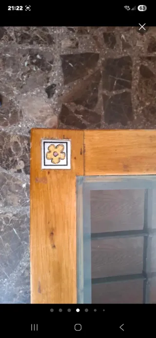 Mesa de centro madera, cristal y hierro