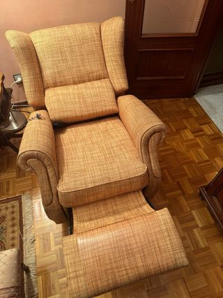 Sillón reclinable geriatrico tela beige y marrón