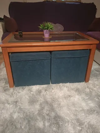 Mesa de centro madera y cristal
