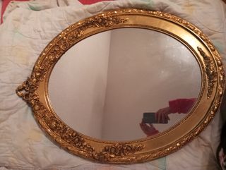 Espejo Antiguo +100 años Madera Pan de Oro Bisel