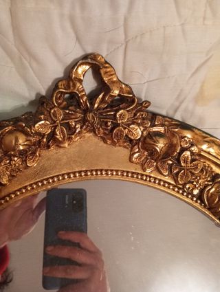 Espejo Antiguo +100 años Madera Pan de Oro Bisel