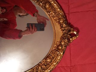 Espejo Antiguo +100 años Madera Pan de Oro Bisel