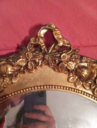 Espejo Antiguo +100 años Madera Pan de Oro Bisel