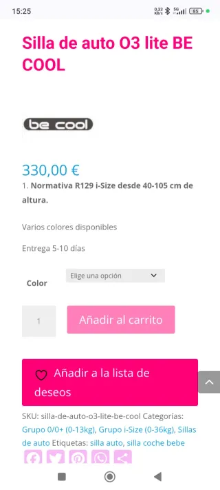 Silla de auto O3 Lite Be Cool