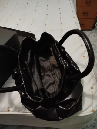 Bolso Purificación García Negro Piel Charol