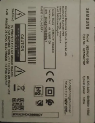 Samsung 65 4K UHD Smart TV UE65NU7105K