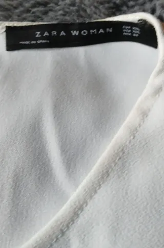 Blusa Zara Woman Blanca Talla XXL