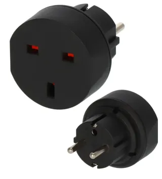 Adaptador Enchufe UK a Europa Negro