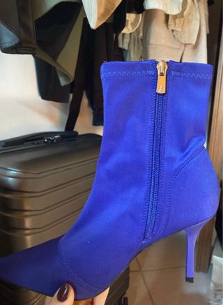 Stivaletti tacco alto viola con zip