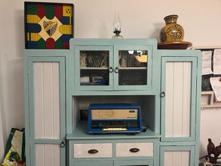 Armario Cocina Vintage Madera y Cristal