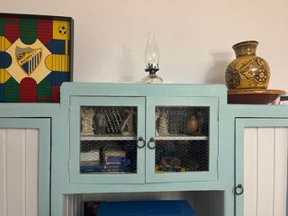 Armario Cocina Vintage Madera y Cristal