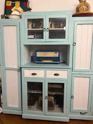 Armario Cocina Vintage Madera y Cristal
