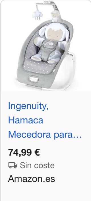 Hamaca Mecedora Ingenuity Bebé hasta 18kg