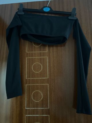 Top negro manga larga