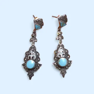 Conjunto collar turquesas y pendientes oro