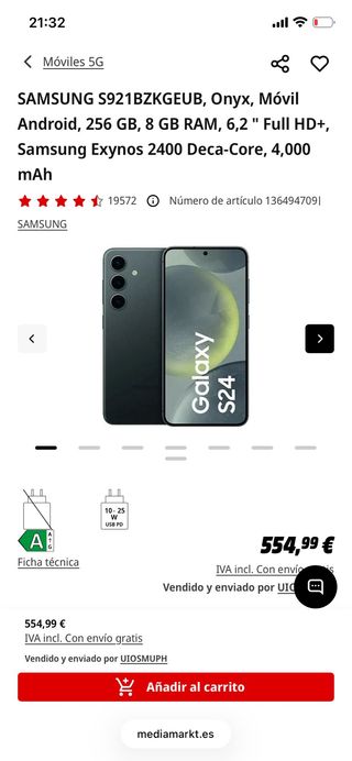 Samsung S24 256GB Negro