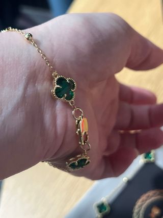 Collar y Pulsera Trébol Laminado 14k