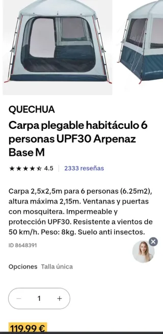 Tienda de campaña Decathlon Arpenaz