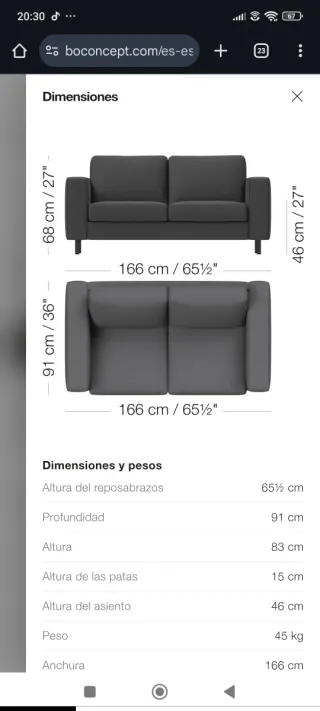 Sofás Indivi Bo Concept 2 y 3 plazas