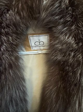 Abrigo Piel Hombre Beige con Cuello Pelo,