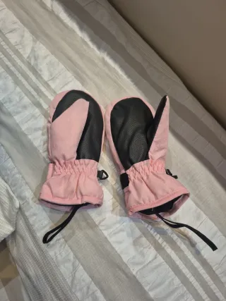 Manoplas nieve bebé pingüinos rosa