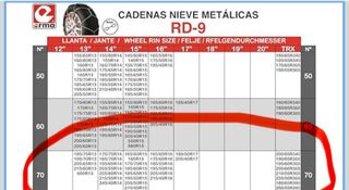 Cadenas de nieve para coche/furgoneta RD-9 - 70