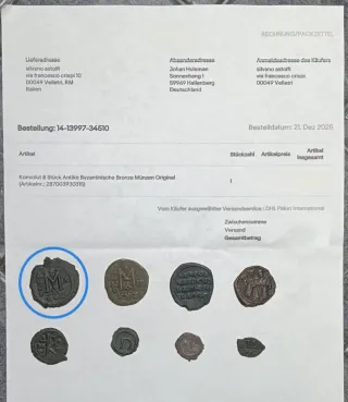 Moneta Bizantina Giustiniano II e Sofia 565-578 dC