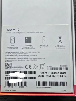 Xiaomi Redmi 7 32GB Negro Eclipse Black