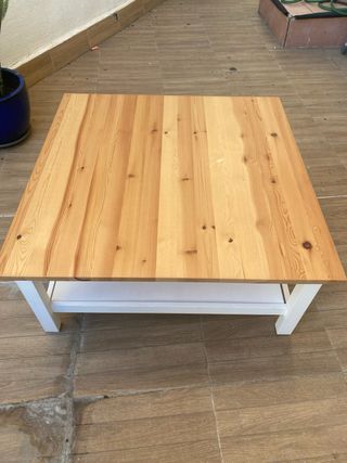 Mesa de centro cuadrada madera y blanca