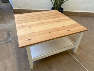 Mesa de centro cuadrada madera y blanca