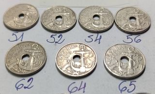 Lote 13 monedas Franco 50-10-5 cent. 1940-1963MBC
