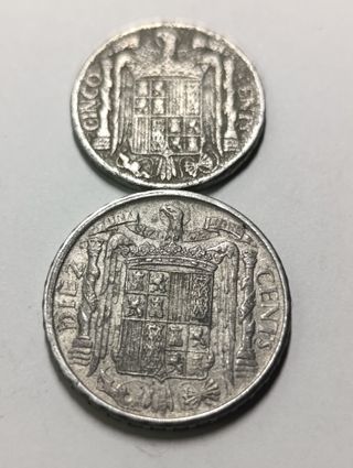 Lote 13 monedas Franco 50-10-5 cent. 1940-1963MBC