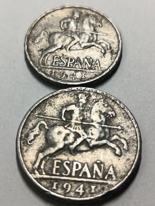 Lote 13 monedas Franco 50-10-5 cent. 1940-1963MBC